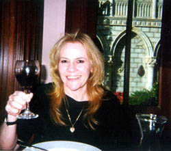 Jule dining in Italy